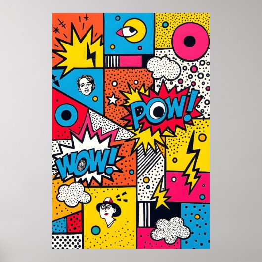 Poster Retro Comic Book POW WOW - Moderne Pop Art Abstrai (Devant)
