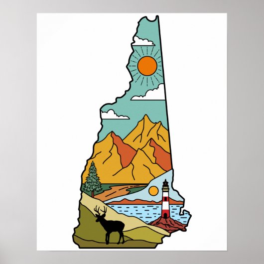 Poster Retro Concord New Hampshire White Mountain (Devant)