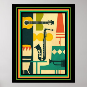 Poster Rétro copie 16x20 d'instrument de musique