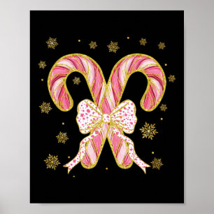 Poster Retro Coquette Bow Sucre de canne Noël saison Wom
