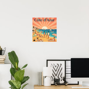 Poster Retro Côte d'Azur Voyage : 1960s Côte d'Azur