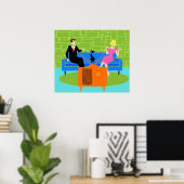 Poster Retro Couple with Cat (Bureau à domicile)