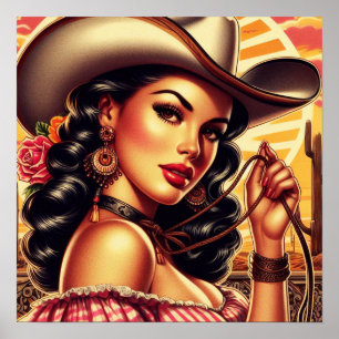 Poster Retro Cowgirl