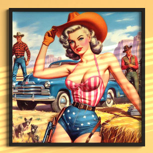 Poster Retro Cowgirl Pin Up
