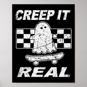 Poster Retro Creep It Real Ghost Halloween Hommes Enfants