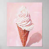 Poster Retro Crème de glace Cone Pink Peinture, (Devant)