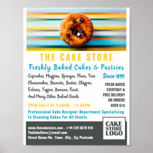 Poster Retro Cupcake, Cakery, Cake Store Publicité