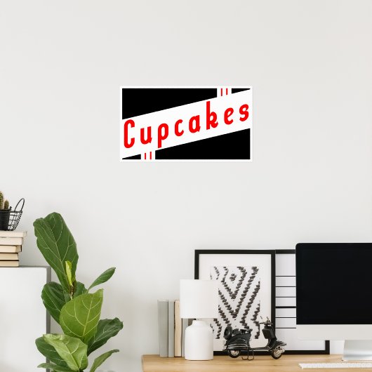 Poster retro cupcakes (Bureau à domicile)