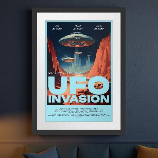 Poster Retro Customisé Sci Fi UFO Home Theatre Film