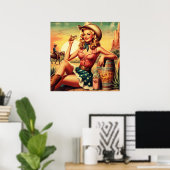 Poster Retro Cute Cowgirl (Bureau à domicile)