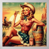 Poster Retro Cute Cowgirl (Devant)