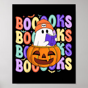 Poster Retro Cute Ghost Enseignant Halloween Librairie Li