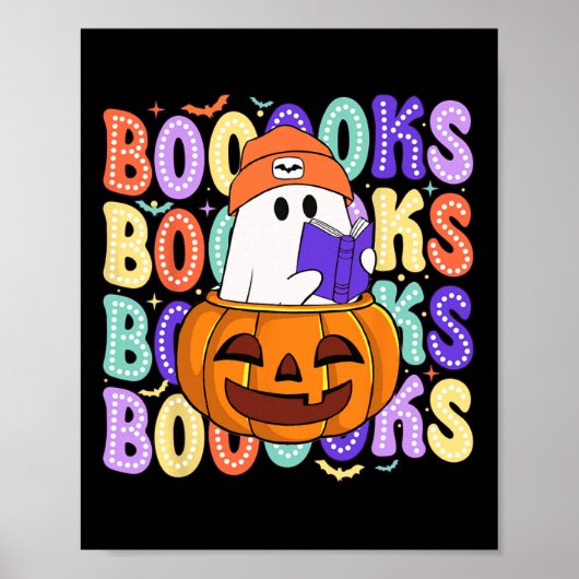 Poster Retro Cute Ghost Enseignant Halloween Librairie Li (Devant)