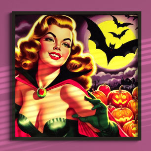 Poster Retro Cute Vampire Pin-up