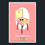Poster Rétro Dansette rose joueur de disque Pop Art poste<br><div class="desc">Dansette Saumon rétro rose et crème Dansette Bémuda affiche du joueur de disques Pop Art</div>