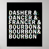 Poster Retro Dasher Dancer Prancer Bourbon Christmas Funn (Devant)