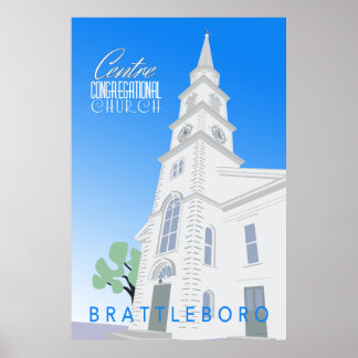 Poster rétro de l'église congrégationnelle du Cent