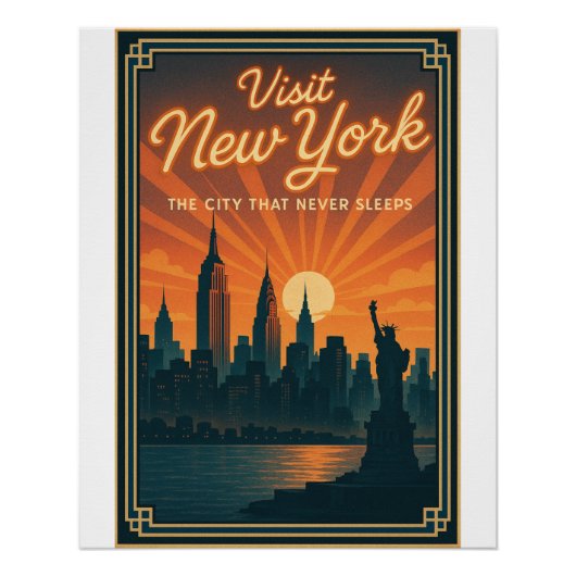 Poster Rétro de New York Skyline (Devant)