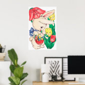 poster rétro décor lapin de la Mère de Pâques vint (Bureau à domicile)