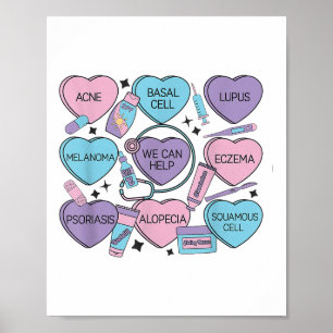 Poster Retro Dermatologie Valentines Jour Coeur Candy Der