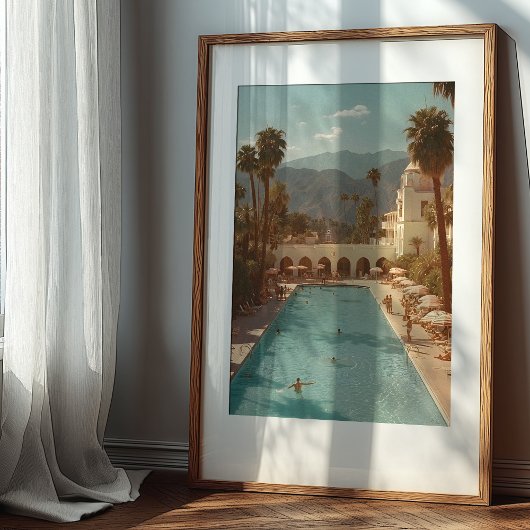 Poster Retro Desert Oasis : Palm Springs Poolside Bliss