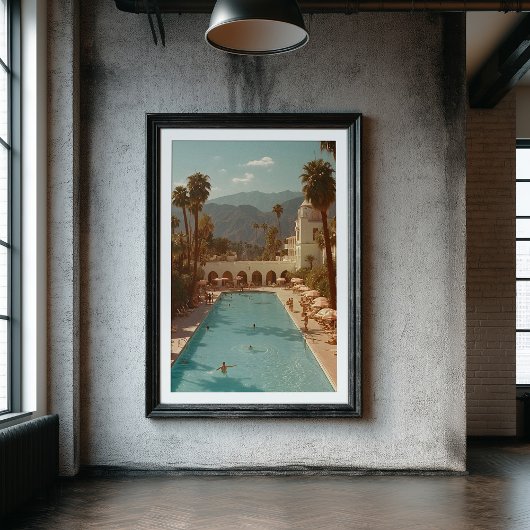 Poster Retro Desert Oasis : Palm Springs Poolside Bliss