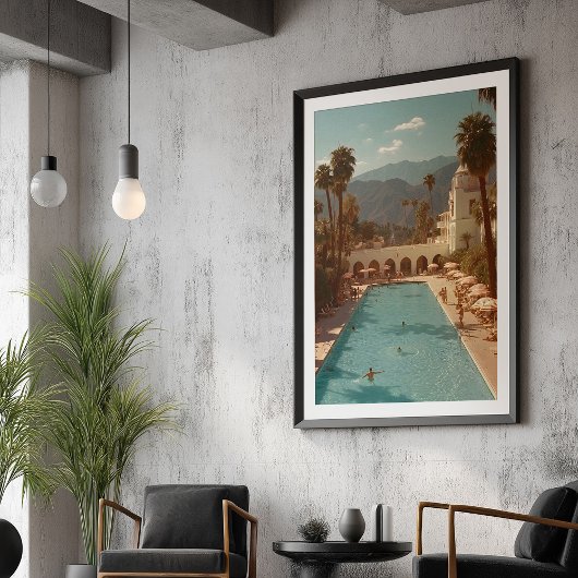 Poster Retro Desert Oasis : Palm Springs Poolside Bliss