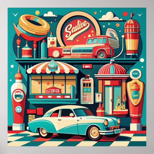 Poster Retro Diner Americana (Devant)