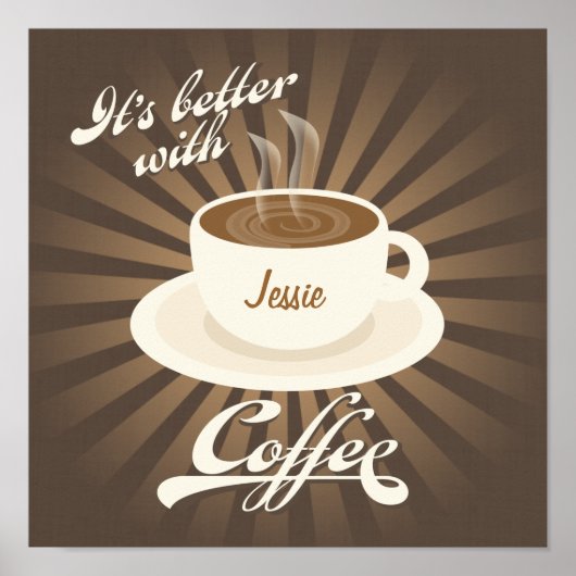 Poster Retro Diner Better with Coffee (Devant)