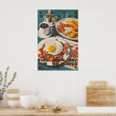 Poster Retro Diner Breakfast Art Print Bacon, Eggs (Cuisine)