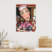 Poster Retro Diner Diva Art Imprimer (Cuisine)