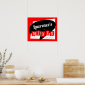 Poster Retro Diner Rouge et Noir Starburst Cuisine person (Cuisine)