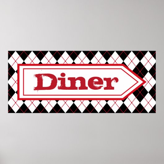 Poster Retro Diner Sign Wall Art (Devant)
