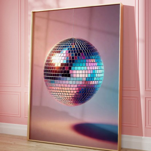 Poster Retro Disco Ball Wall Art, les années 70 esthétiqu