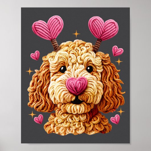 Poster Retro Dog Goldendoodle Valentines Funny Gift Women (Devant)