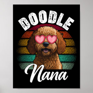 Poster Retro Doodle Nana Goldendoodle Amoureux des chiens