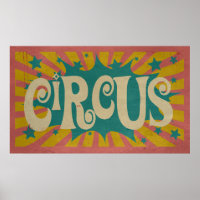 Poster rétro du Cirque vintage art amusant rayures