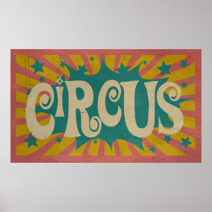 Poster rétro du Cirque vintage art amusant rayures