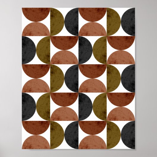 Poster Retro Earth Tone Geometric Half-Moon (Devant)