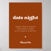 Poster Retro élégant Burnt Orange Date nuit idées signe (Devant)