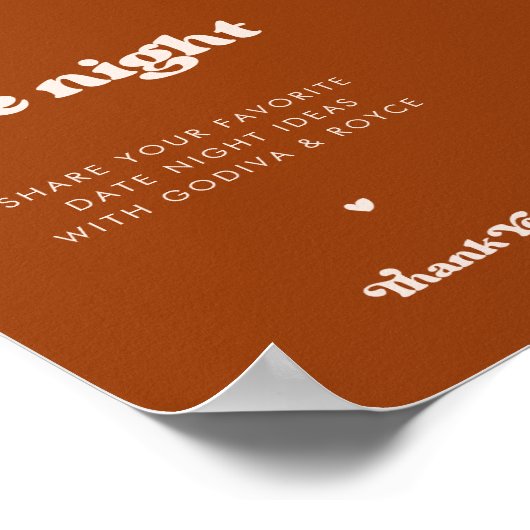 Poster Retro élégant Burnt Orange Date nuit idées signe (Coin)