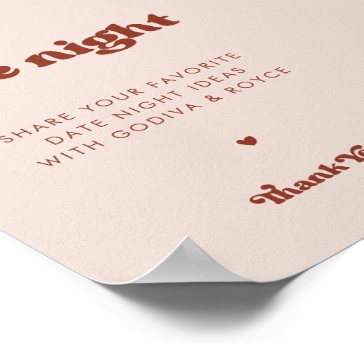 Poster Retro élégant Peach Pink Date nuit idées signe (Coin)