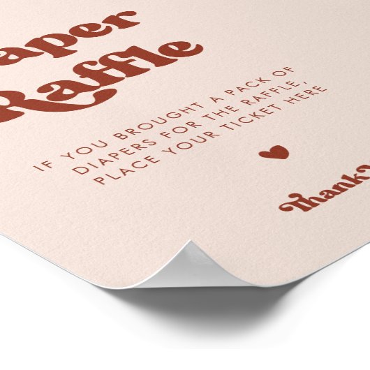 Poster Retro élégant Peach Pink Diaper Signal Raffin (Coin)