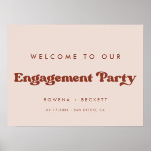 Poster Retro élégant Peach Pink Engagement bienvenue