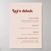 Poster Retro élégant Peach Pink Mariage Bar menu (Devant)