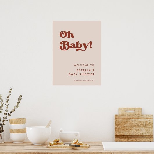 Poster Retro élégant Peach Pink Oh Baby (Cuisine)