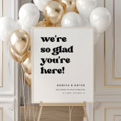 Poster Rétro élégant Si heureux que vous soyez ici Mariag