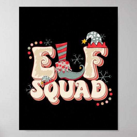 Poster Retro Elf Squad Noël Correspondant Famille Amusant (Devant)