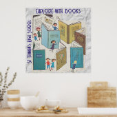 Poster REtro EN EXPLORATION AVEC LIVRES. Texte modifiable (Cuisine)