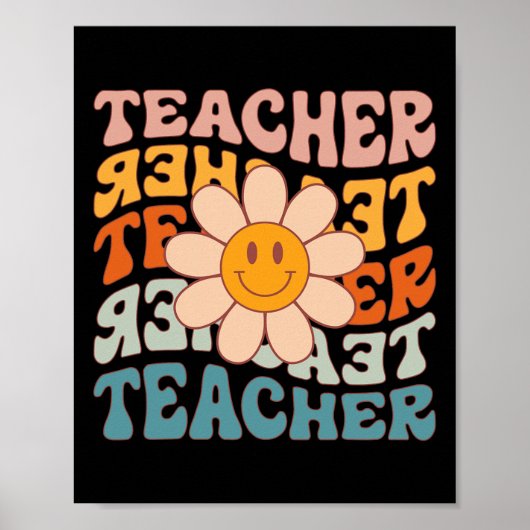 Poster Retro Enseignant Daisy Colorful - École élémentair (Devant)